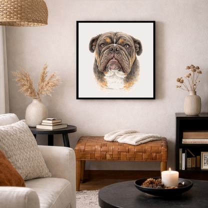 Custom Watercolor Pet Portrait on Floating Wood Framed Canvas