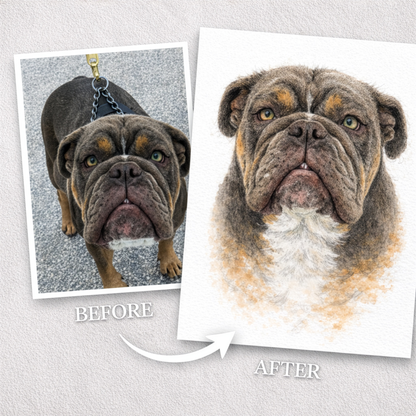 Custom Watercolor Pet Portrait on Floating Wood Framed Canvas